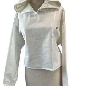 elVen by Venus Williams White Hoodie Sweatshirt - Star traveler cropped hoody -